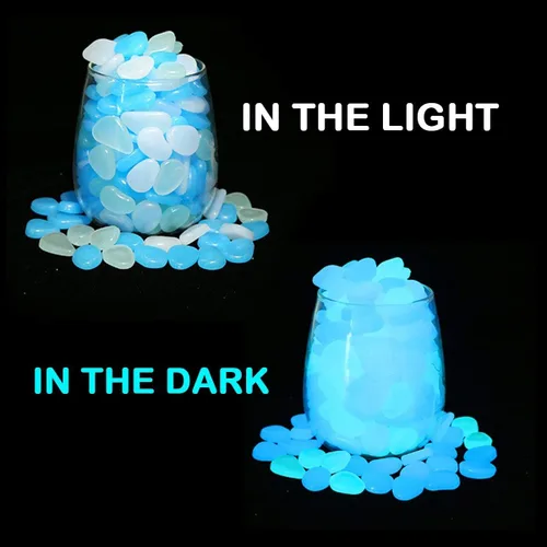 Vista 2 de UNIME Piedras de jardín que brillan en la oscuridad, piedras para decoración de patio y pasarelas, piedras luminosas decorativas de bricolaje