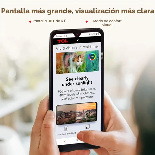 Vista 5 de TCL 30 Z 2022 Teléfono celular desbloqueado de 6.1 pulgadas con pantalla HD+, versión estadounidense Android 12, smartphone de 32GB+3GB RAM