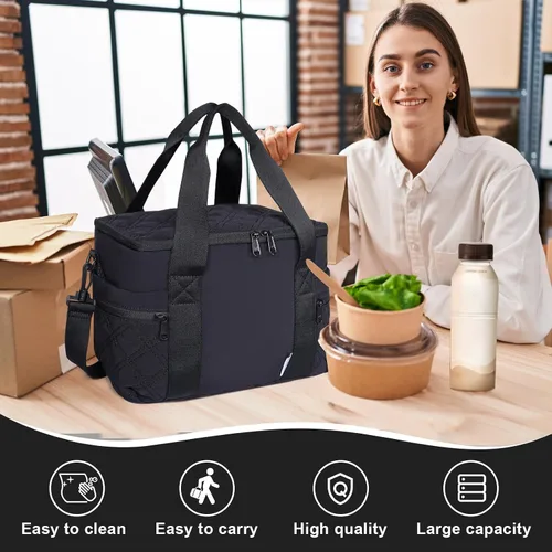 Vista 7 de NOL Natural Organic Lifestyle Bolsa Térmica de Almuerzo de Nylon para Mujeres Bonita Bolsa de Almuerzo Acolchada Grande A Prueba de Fugas Aislada
