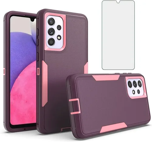 Vista 5 de Asuwish Funda protectora de pantalla de vidrio templado para Samsung Galaxy A23 5G/4G y delgada y resistente película híbrida de doble capa