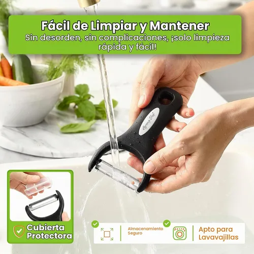 Vista 7 de Spring Chef - Pelador de verduras en forma de Y de acero inoxidable para cocina, color negro
