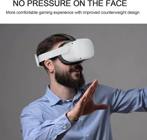 Vista 2 de BUSQUEDA Elite Strap with Dual Magnetic Battery Pack for MetaOculus Quest 2,Twin Replaceable Battery Combo 6000mAh x2 VR Power