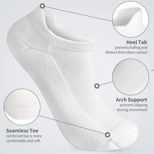 Vista 3 de FGZ Calcetines invisibles para mujeres y hombres, calcetines bajos con lengüeta en el talón, atléticos, correr, antideslizantes, 5 pares