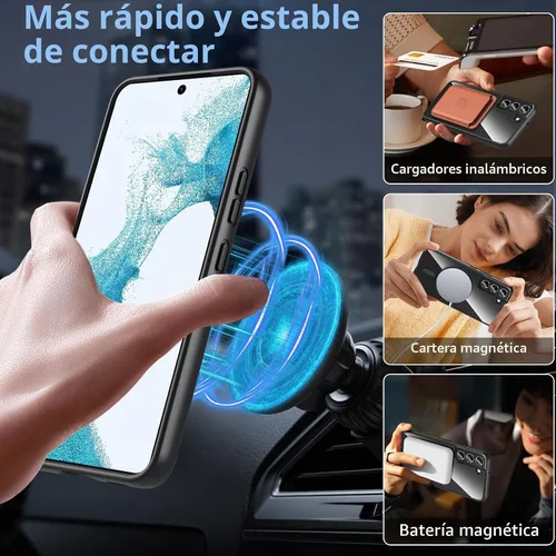 Vista 4 de Hensinple Funda Magnética para Samsung Galaxy S22, Funda para Teléfono Galaxy S22 [Compatible con MagSafe], Cubierta Magnética Transparente