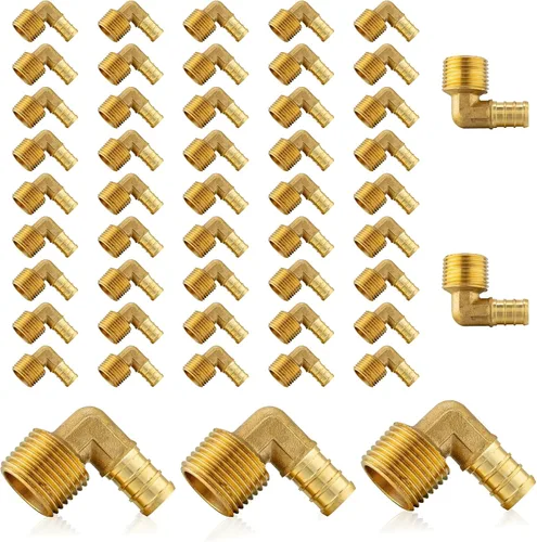 Vista 18 de Paquete de 5 accesorios PEX, adaptador de codo NPT roscado macho Pex de 1/2 pulgadas x 3/4 pulgadas, accesorios de engarce de latón, para tubería