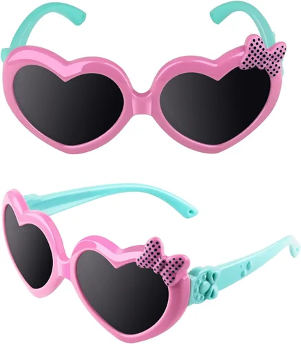 Vista 2 de CGID Soft Rubber Kids Cute Heart Polarized Sunglasses UV400 for Children Age 3-10, K78