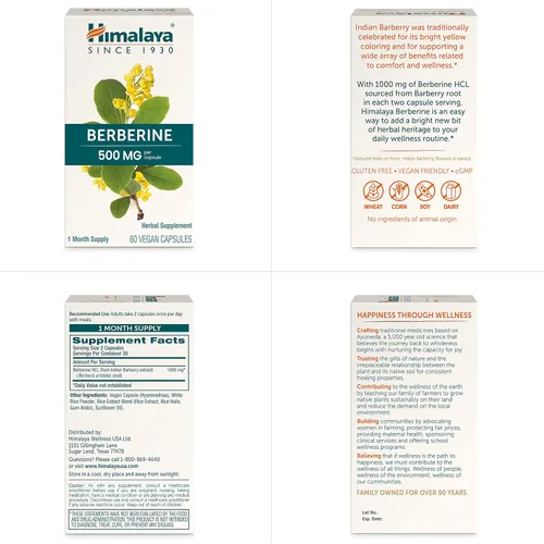 Vista 7 de Himalaya Berberina - Suplemento herbal para apoyar el metabolismo normal, inmunidad y salud digestiva - Vegano, sin gluten, 500 mg, 60 cápsulas