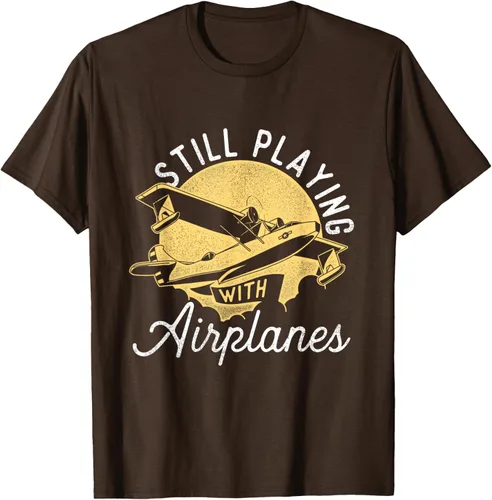 Vista 7 de Still Playing With Airplanes - Camiseta de control remoto RC Avión Piloto, Negro