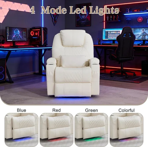 Vista 7 de AHMED Silla reclinable giratoria de doble motor, color beige, juego de 2