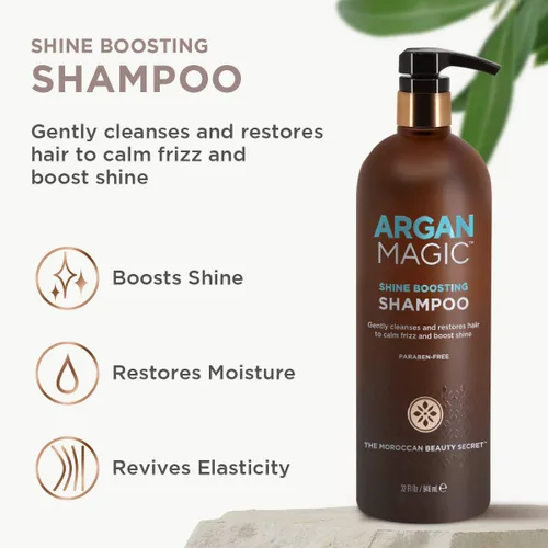Vista 3 de Argan Magic Champú que aumenta el brillo – Limpia y restaura suavemente el cabello para calmar el encrespamiento y aumentar el brillo Sin