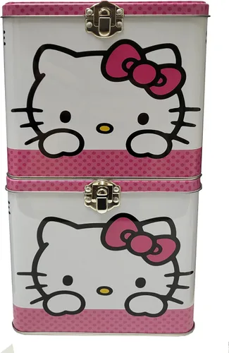 Vista 2 de The Tin Box Company Lata de almacenamiento XL con asa, Hello Kitty