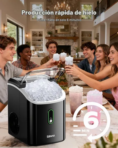 Vista 5 de Silonn Nugget Ice Maker Encimera - 36 libras 24H Masticable Pellet Sonic Black-pro