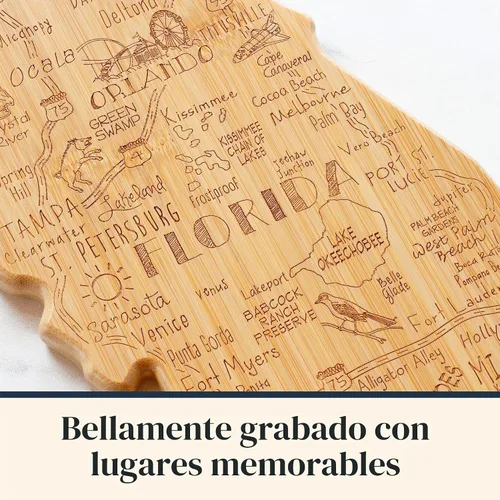 Vista 3 de Totally Bamboo Destination Tabla de cortar con forma del estado de Florida, tabla de servir charcutería y queso, regalo de Florida para decoración