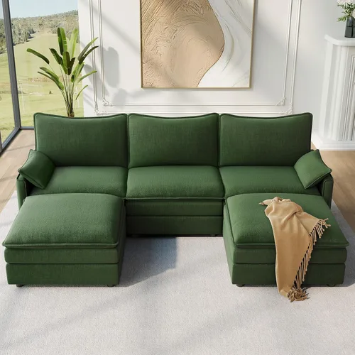 Vista 23 de Vesgantti Sofá modular de 108 pulgadas, cómodo sofá de nube con asiento profundo otomano movible, sofá modular en forma de L, sofás seccionales
