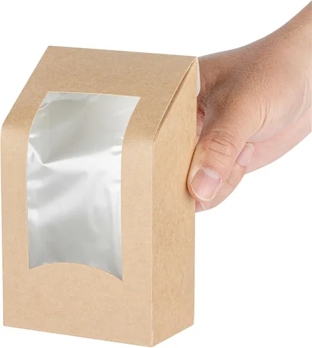 Vista 12 de Restaurantware Cajas de papel para llevar - 1 ventana - Kraft - Ángulo - Caja de 50 ct