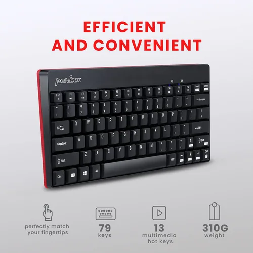 Vista 2 de Perixx PERIDUO-712B Set de Teclado y Ratón Inalámbrico Mini, Negro, Diseño de Teclado Inglés de EE. UU