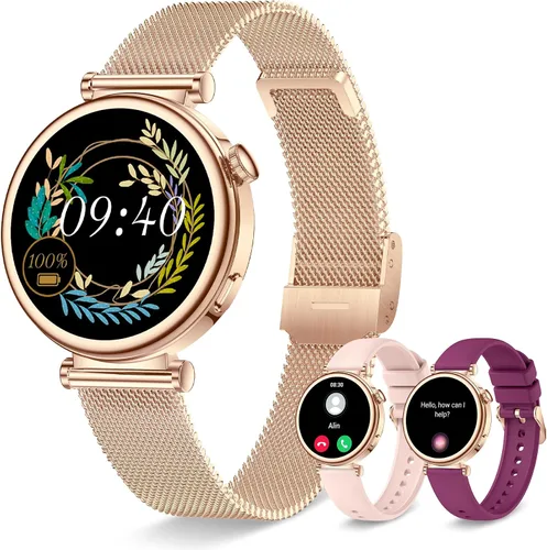 Vista 8 de Reloj inteligente para mujer con llamada Bluetooth, reloj de fitness de 1.27 pulgadas, contador de pasos, monitor de sueño de frecuencia cardíaca