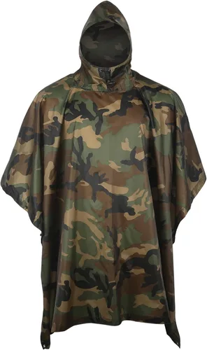 Vista 10 de GRVCN Poncho de lluvia militar, impermeable de camuflaje impermeable ligero al aire libre