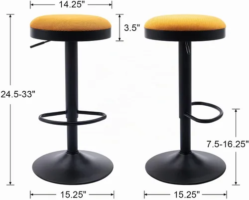 Vista 2 de CIMOTA Juego de 2 taburetes de bar redondos giratorios con espalda descubierta ajustable, taburete de bar moderno industrial para cocina, hogar