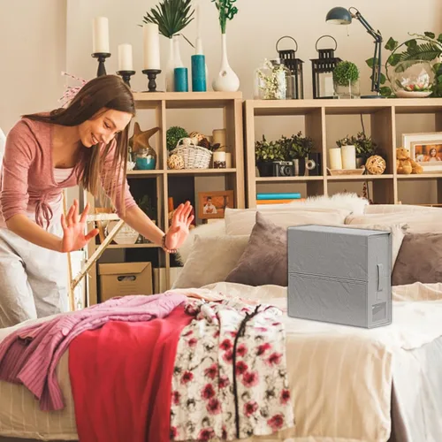 Vista 5 de Organizador plegable de almacenamiento de ropa de cama, organizador de sábanas, caja de almacenamiento de tela Oxford 600D para ropa de cama, toalla