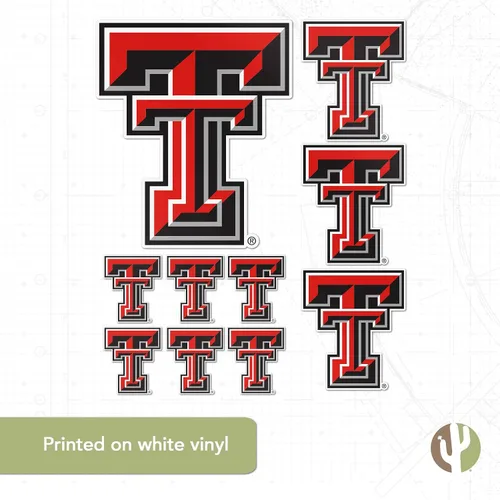 Vista 5 de Desert Cactus Calcomanías de vinilo de la Universidad de Texas Tech TTU Red Raiders, calcomanías de vinilo para botella de agua para laptop, hoja