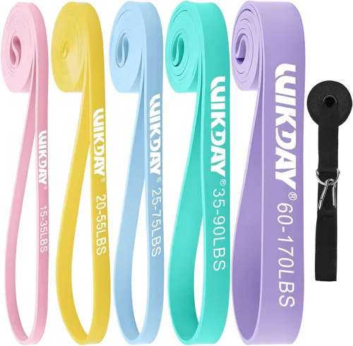 Vista 9 de WIKDAY Resistance Bands, Pull Up Bands, Workout Bands for Exercise, Thick Heavy Resistance Band Set with Door Anchor, Elastic Bands for Body