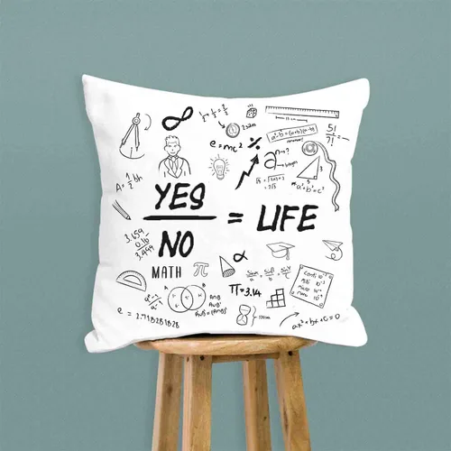 Vista 6 de Fundas de almohada de matemáticas en blanco y negro de 16 x 16 pulgadas, fundas de almohada blancas escritas a mano con texto matemático