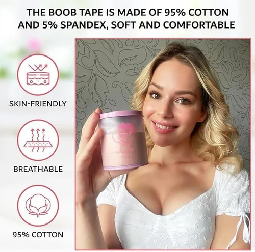 Vista 3 de Agam Intima Cinta adhesiva para levantamiento de senos, cinta corporal, cubiertas de pezones - pechos grandes, copa A-G - 20 cintas de ropa de doble