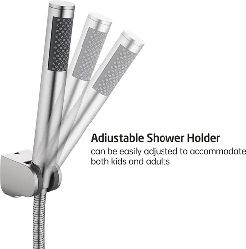 Vista 7 de KES - Cabezal de ducha de mano para baño con manguera extra larga y soporte Cepillado inoxidable