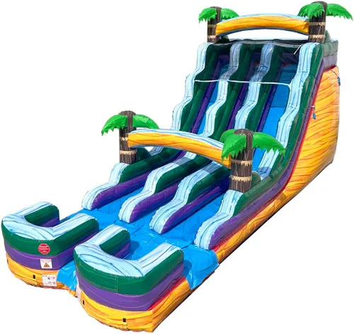 Vista 21 de TentandTable Tobogán acuático inflable de doble carril para niños y adultos, diversión acuática gigante de grado comercial, incluye soplador de aire