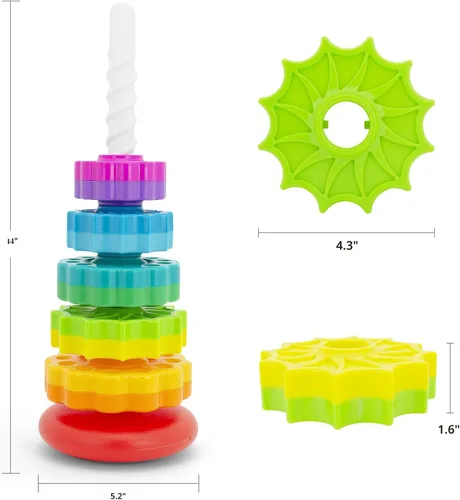 Vista 2 de BYFWH Juguete apilable para bebés, juguetes apilables de primera calidad para niños, juguete apilable giratorio para bebés y niños pequeños, juguete
