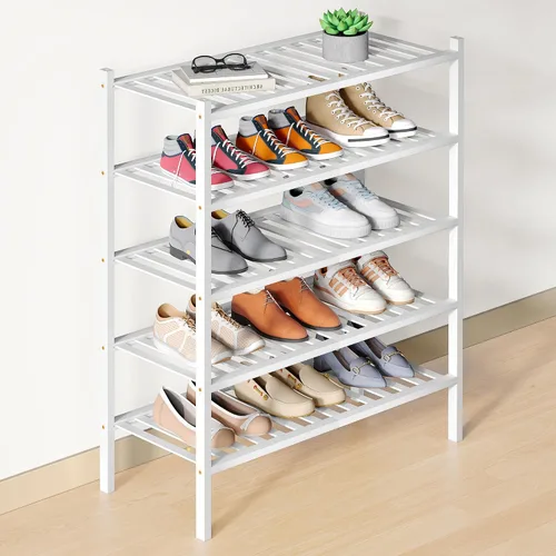Vista 63 de Smiry Zapatero de bambú para armario, organizador de zapatos de madera de 3 niveles, estante apilable de almacenamiento de zapatos de madera