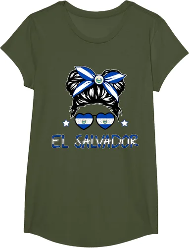 Vista 58 de Camiseta de El Salvador para Niñas Bandera Patrimonio Hispano Salvadoreño