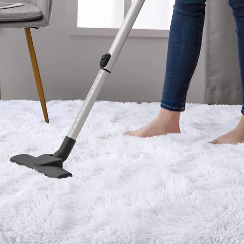 Vista 7 de DweIke Alfombras blancas esponjosas para dormitorio y sala de estar, 5 x 8 pies, suave felpa shaggy marfil crema para niñas, niños y chicos