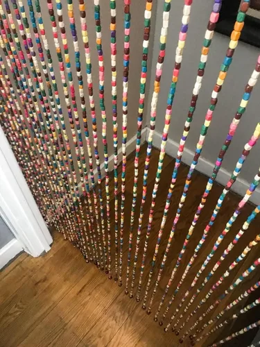 Vista 9 de 41 Hebras Cortina de Cuentas para Puerta de Madera Natural Bambú Colorida Arcoíris Hippie Boho Bohemio Cuentas para Entrada 36 pulgadas x 79