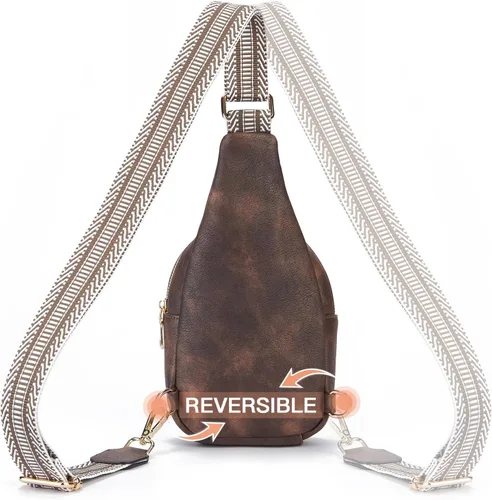 Vista 124 de Telena Riñonera pequeña para mujer, de cuero, cangureras, bolsa de pecho para mujer