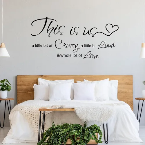 Vista 5 de Calcomanías de pared con citas familiares, decoración de pared This is Us Wall Decor Vinyl Stickers for Living Room Bedroom Inspirational Art
