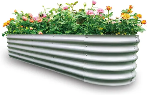 Vista 11 de GARDMAX 2x2x1FT Galvanized Round Raised Garden Bed Kit, Metal Planter Boxes Outdoor with Easy Assembly, Large Garden Bed for Vegetables, Fruits