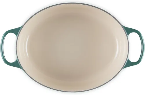 Vista 3 de Le Creuset - Olla holandés redonda con tapa de cocina, hecha de hierro fundido esmaltado, 6.75 cuartos de galón, color alcachofa, colección signature
