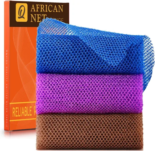 Vista 43 de UJFQBH African Net Sponge Authenti, exfoliante corporal para espalda y zonas de difícil acceso, exfoliante diario suave para limpieza profunda Gris