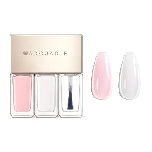 Vista 11 de Juego de esmaltes de uñas rosa coral, juego de 3 piezas a base de agua vegano melocotón y rubor nude con capa superior brillante Uñas frescas