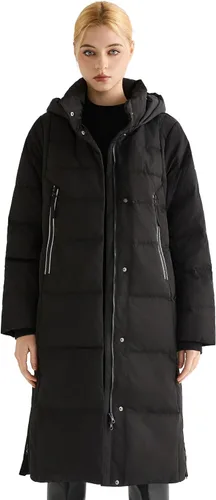 Vista 6 de Orolay Chaqueta de Plumón Larga Engrosada para Mujer, Abrigo de Plumón de Invierno, Chaqueta Acolchada con Capucha y Cremallera Lateral