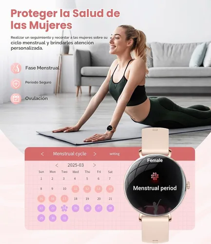 Vista 4 de LIGE - Relojes inteligentes para mujeres (responder/realizar llamada), ultradelgado de 6.8mm/1.43" AMOLED para mujeres con más de 111 modos