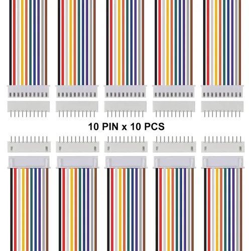 Vista 2 de ACEIRMC XH - Juego de conectores JST-XH, 10 pares de conectores macho y hembra, conector de conector macho y hembra de 0.100 in, 10 pines, con cable