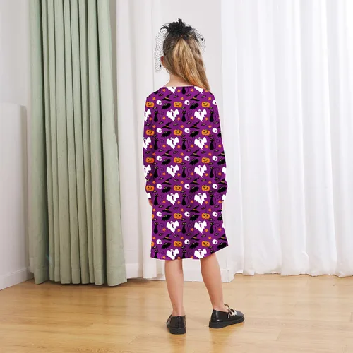 Vista 4 de Vestidos casuales de manga larga con bolsillos para niñas