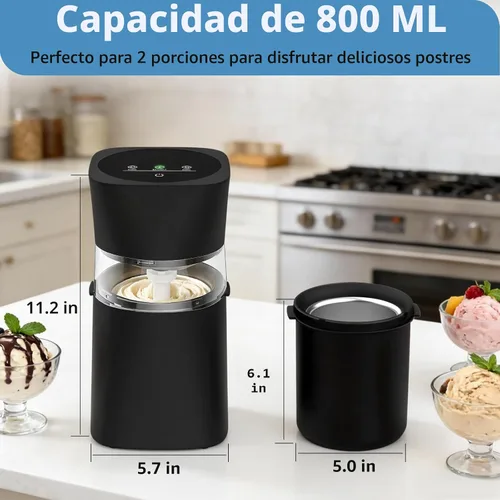 Vista 2 de Máquina para hacer helados con tazón precongelado, máquina de helados casera recargable, máquina eléctrica de helado pequeña de 20/30 minutos