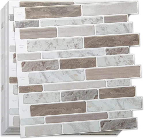 Vista 11 de WOWSTAR 10 hojas de azulejos para salpicaduras de cocina despegar y pegar, azulejos adhesivos para salpicaduras de cocina para pegar en la pared