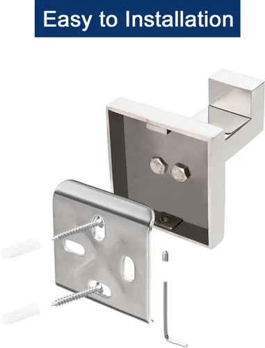 Vista 7 de NearMoon Ganchos cuadrados para toallas de baño -SUS304 de acero inoxidable para colgar batas, ganchos resistentes para baño, sala de estar, hotel