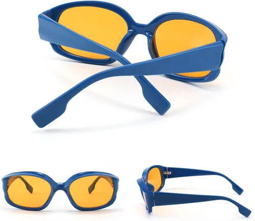 Vista 2 de FEISEDY Gafas de sol deportivas envolventes de moda con marco rectangular grueso, gafas funky para mujeres y hombres B2831