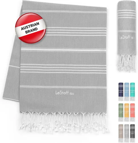 Vista 8 de LeStoff Fouta Premium - 100% algodón orgánico - Prelavado, duradero, absorbente y de secado rápido, para playa, baño, ducha, yoga, sauna y sábana